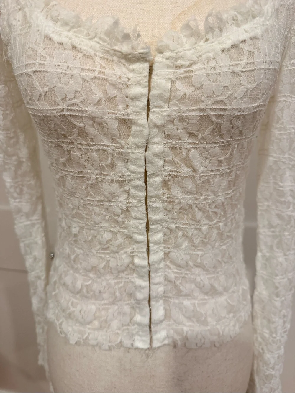 Free People Madison White Sheer Lace Cropped Cardigan